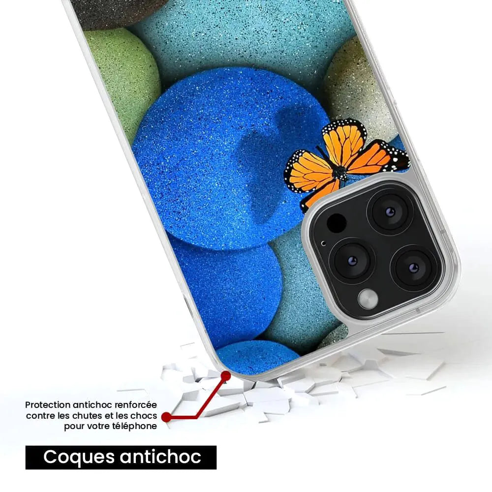 Papillon galet bleu