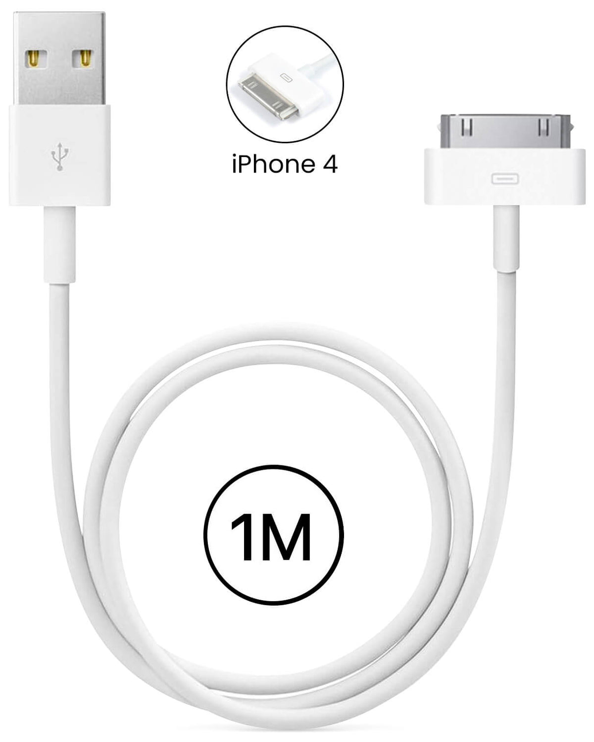 Cable USB pour iPhone 4 / 4S 1m 2A - Blanc