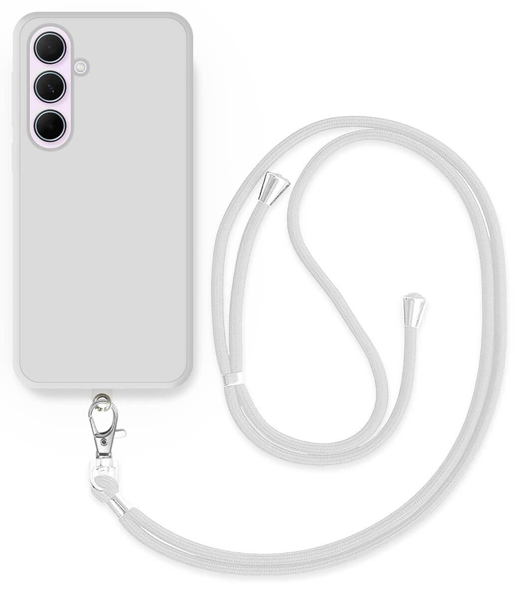 Cordon téléphone en nylon tressé 80cm réglable Blanc