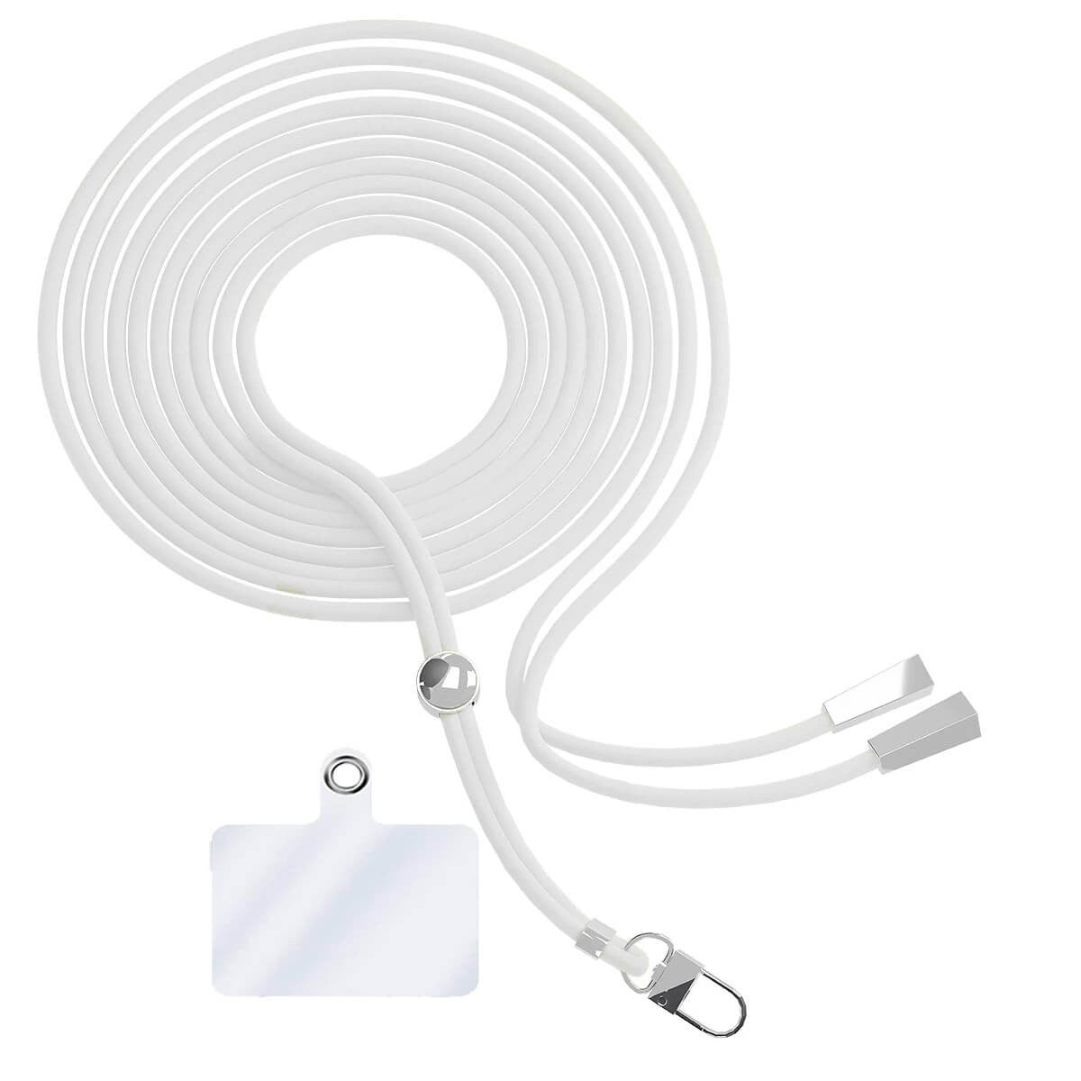 Cordon téléphone en nylon tressé 80cm réglable Blanc