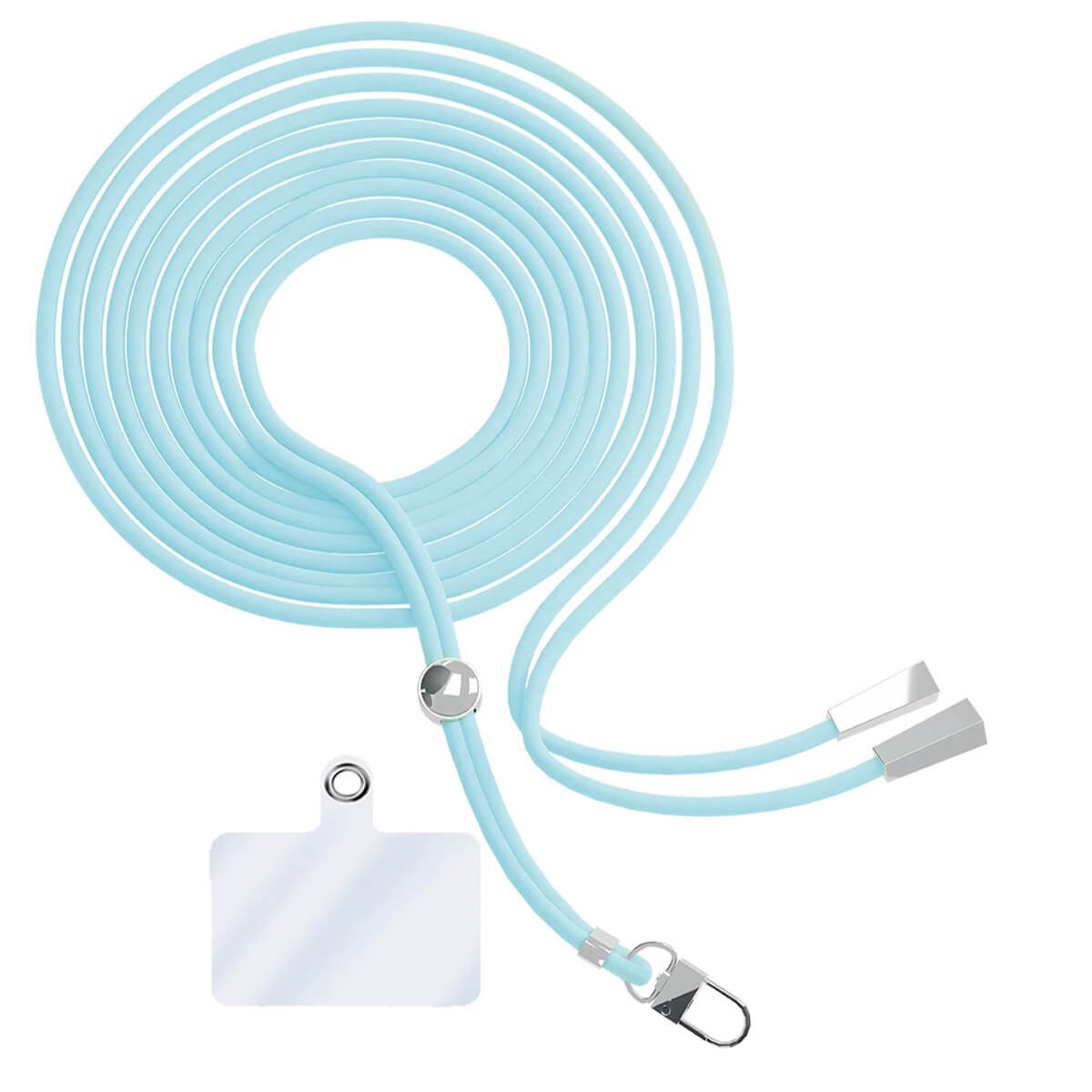 Cordon téléphone en nylon tressé 80cm réglable Bleu ciel