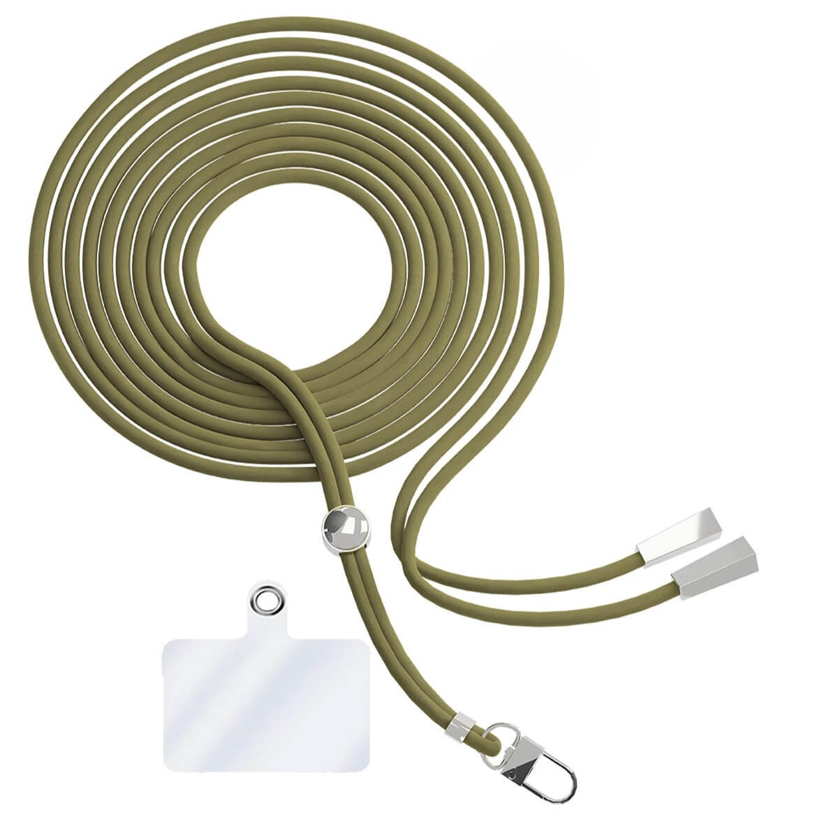 Cordon téléphone en nylon tressé 80cm réglable Kaki