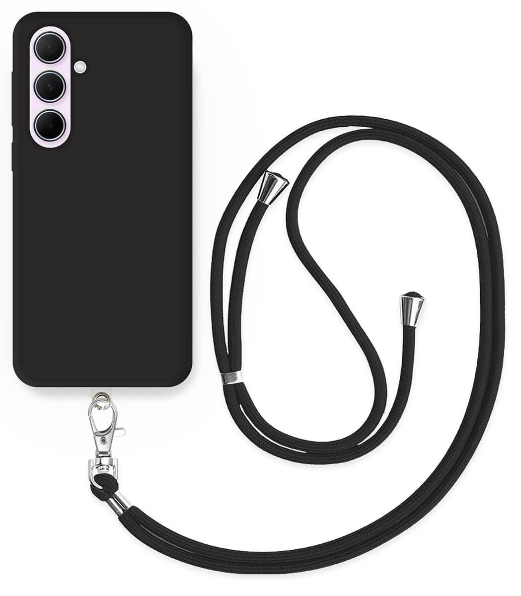 Cordon téléphone en nylon tressé 80cm réglable Noir