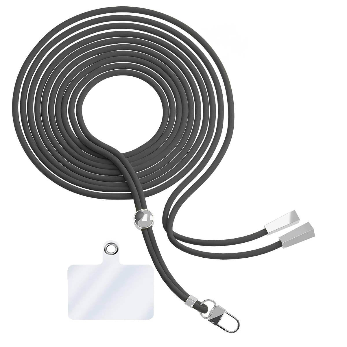 Cordon téléphone en nylon tressé 80cm réglable Noir