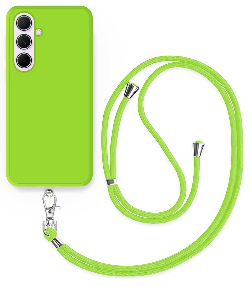 Cordon téléphone en nylon tressé 80cm réglable Vert Fluo