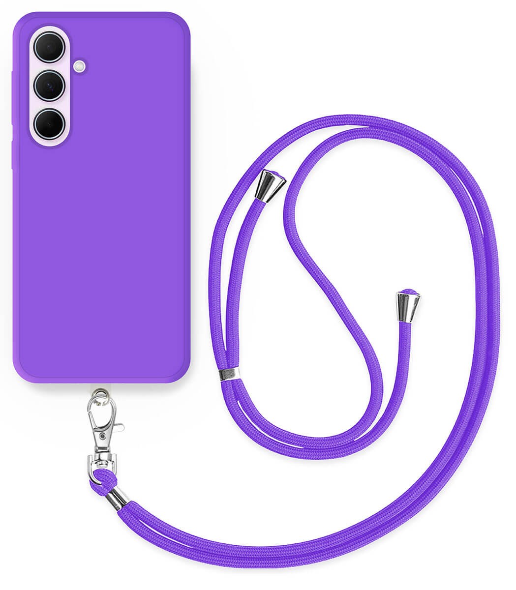 Cordon téléphone en nylon tressé 80cm réglable Violet
