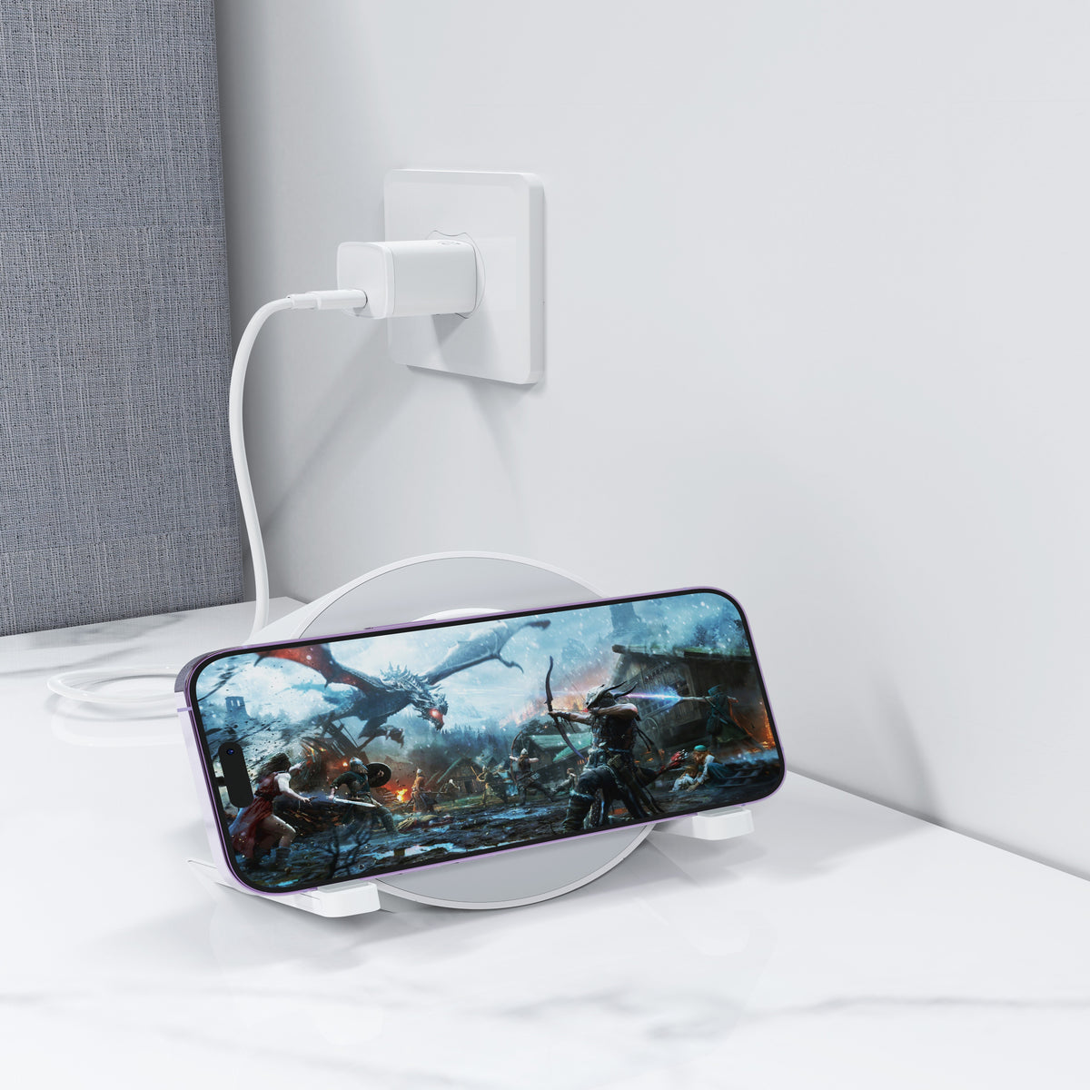 Enceinte Bluetooth Devia IM-3 avec chargeur sans fil 15W et lampe Blanc