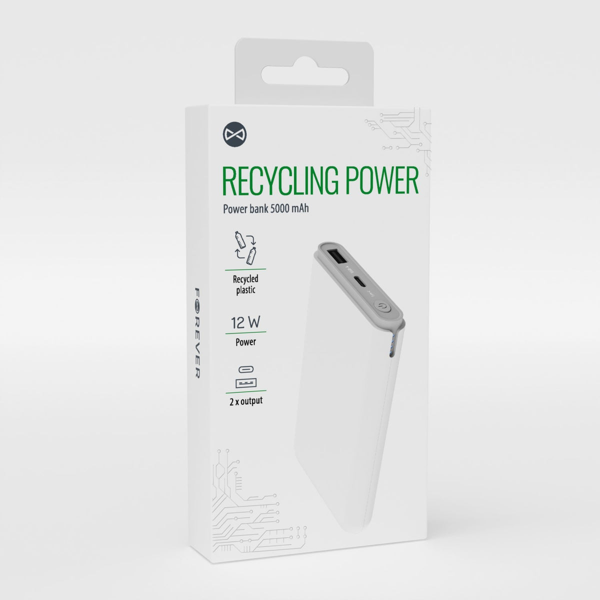 Batterie externe Power Bank Forever Recycling RPB-05-18,5 5000 mAh Blanc