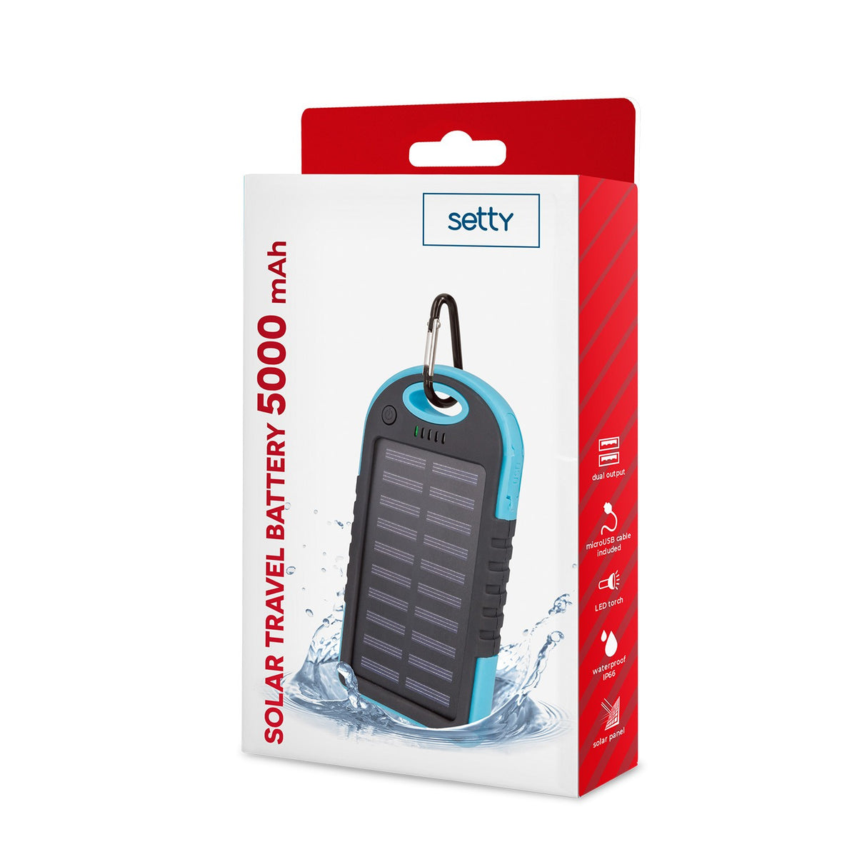 Batterie externe Power Bank Setty Solaire 5000 mAh Bleu
