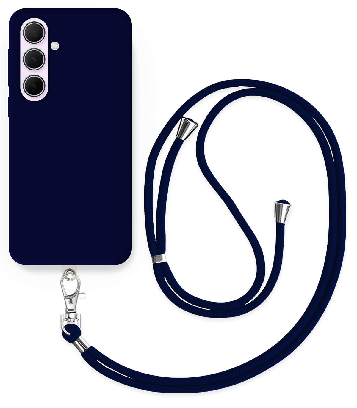 Cordon téléphone en nylon tressé 80cm réglable Bleu Marine