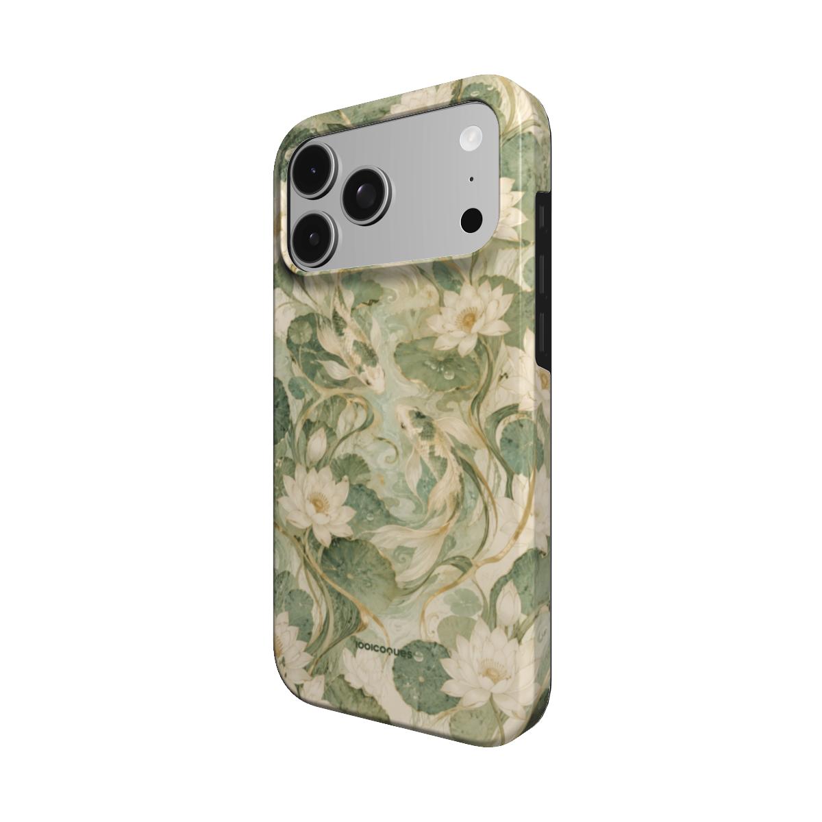 Coque Prestige Jade vue de trois quarts, avec le rebord de la coque