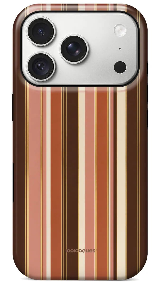 Coque Prestige Terracotta vue de dos : des rayures verticales terracotta