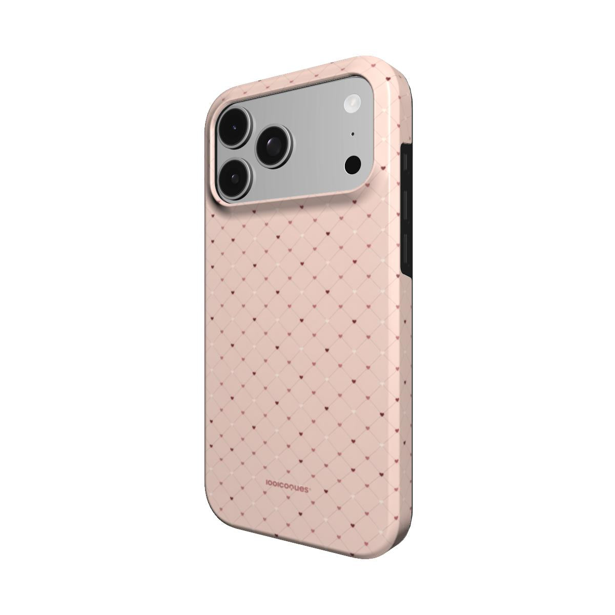 Coque Prestige Dragée vue de trois quarts, avec le rebord de la coque