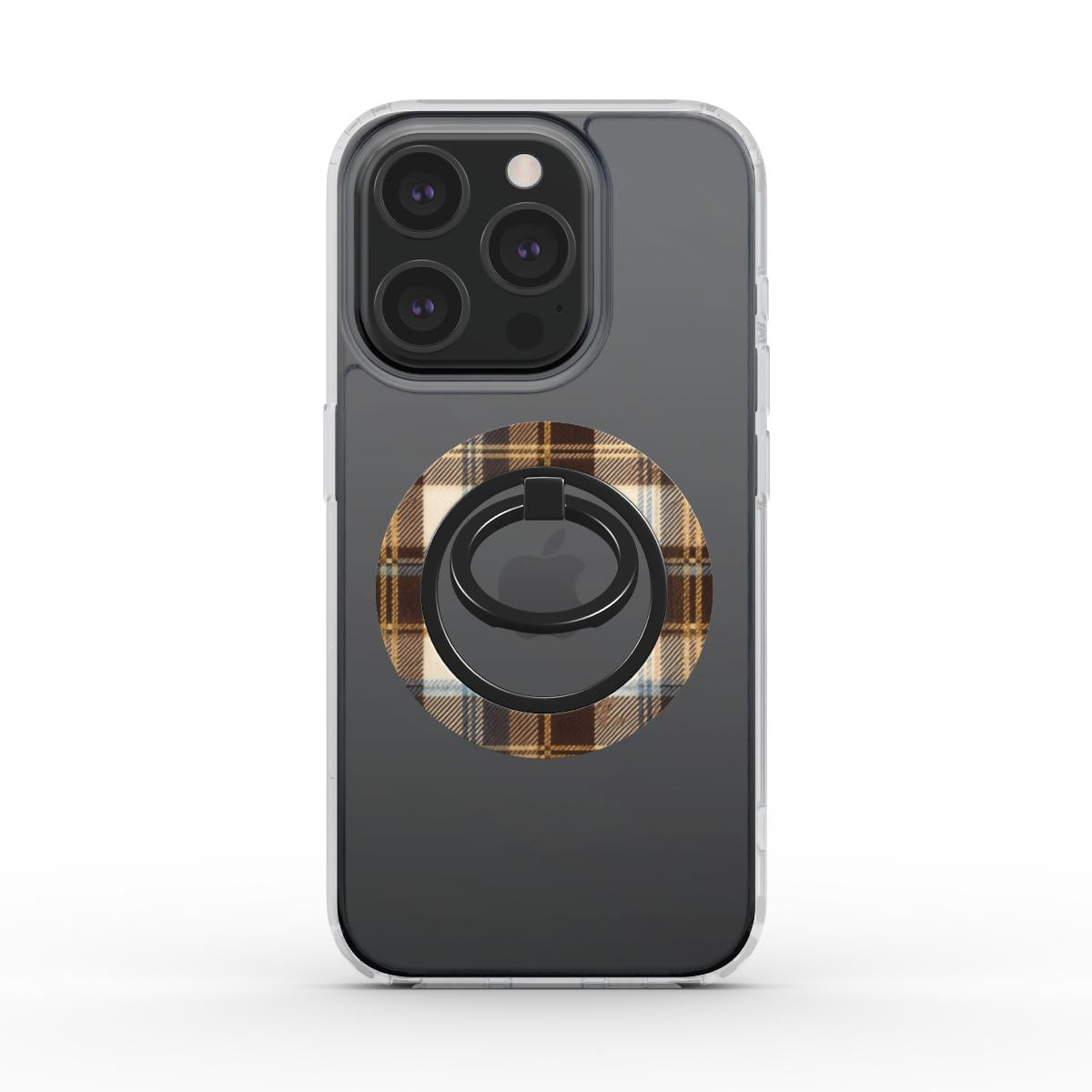 Bague Téléphone Magnétique Prestige Tartan Café