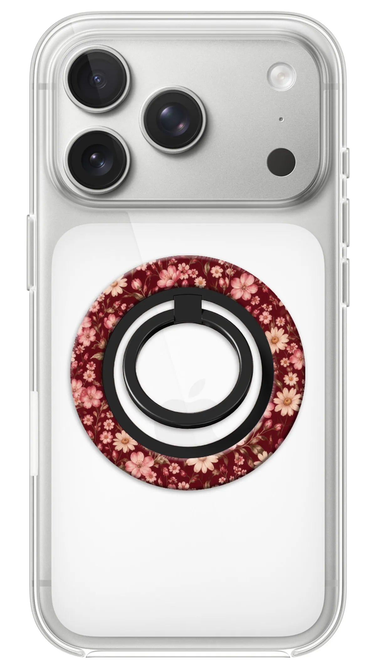 Bague Téléphone Magnétique Prestige Bordeaux Bloom, bague magnétique fixée au dos du téléphone, pour une prise en main sûre et un support vidéo pratique