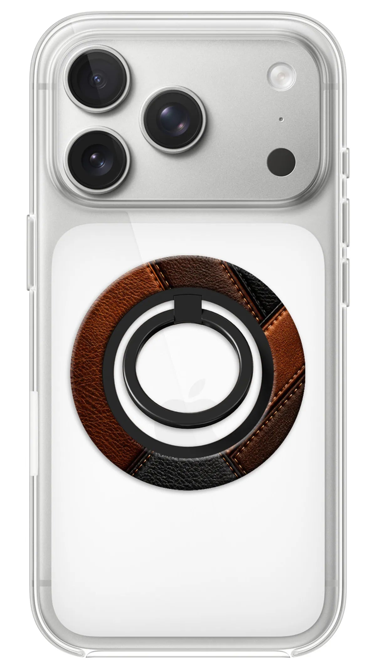 Bague Téléphone Magnétique Prestige Cuir, bague magnétique fixée au dos du téléphone, pour une prise en main sûre et un support vidéo pratique