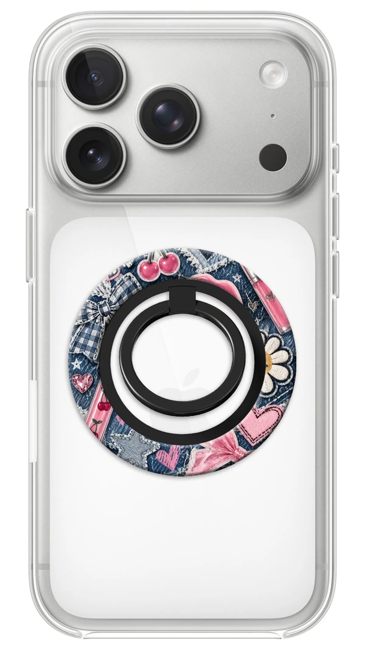 Bague Téléphone Magnétique Prestige Denim Pop, bague magnétique fixée au dos du téléphone, pour une prise en main sûre et un support vidéo pratique