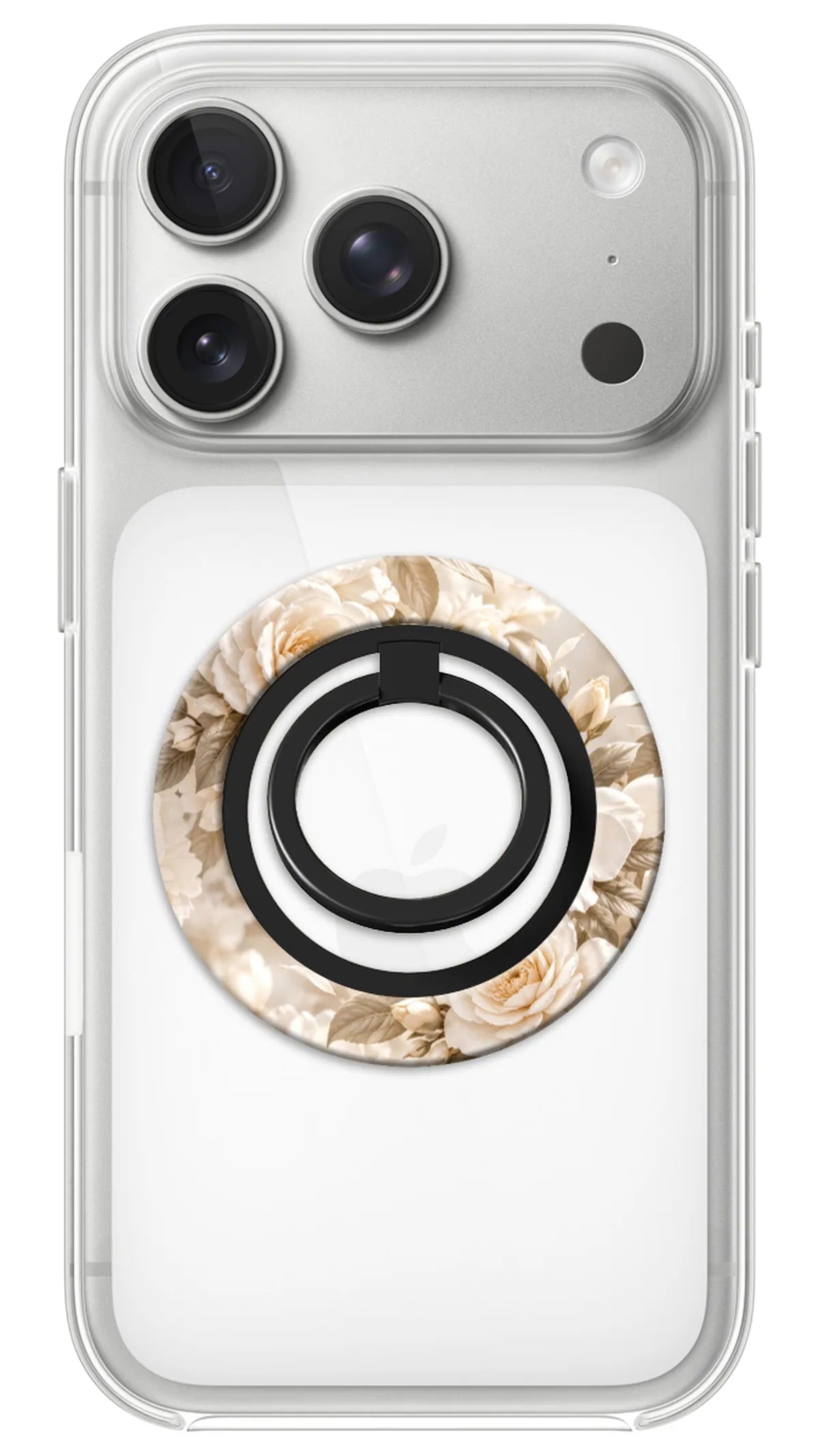 Bague Téléphone Magnétique Prestige Ivoire, bague magnétique fixée au dos du téléphone, pour une prise en main sûre et un support vidéo pratique