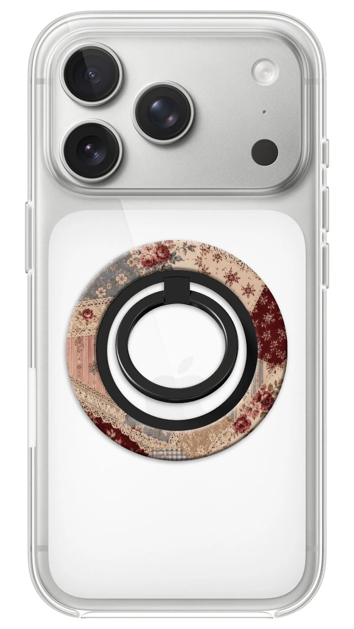 Bague Téléphone Magnétique Prestige Patchwork, bague magnétique fixée au dos du téléphone, pour une prise en main sûre et un support vidéo pratique