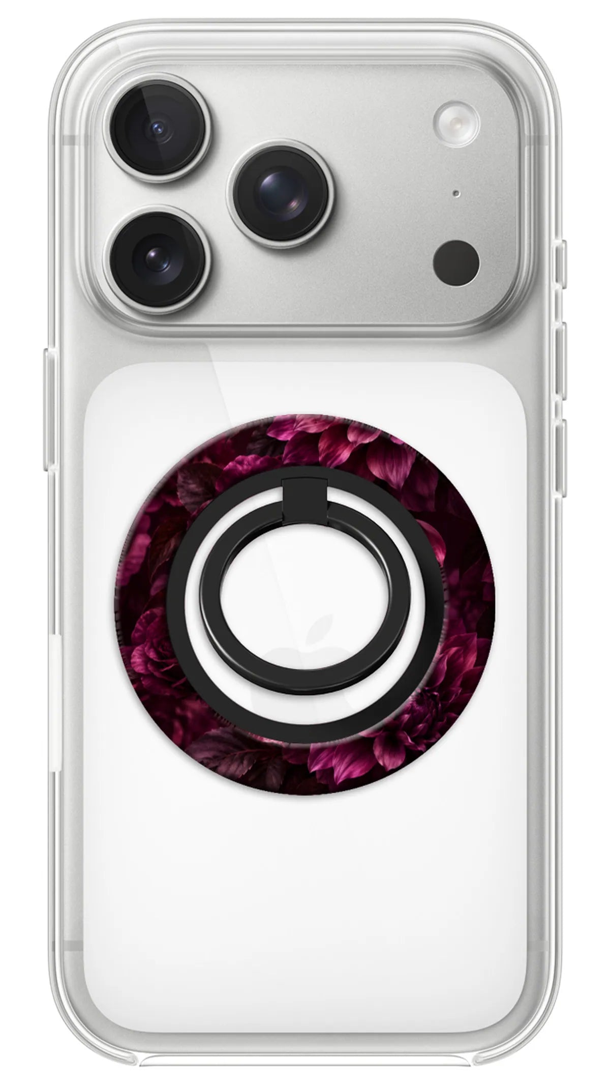 Bague Téléphone Magnétique Prestige Prune, bague magnétique fixée au dos du téléphone, pour une prise en main sûre et un support vidéo pratique