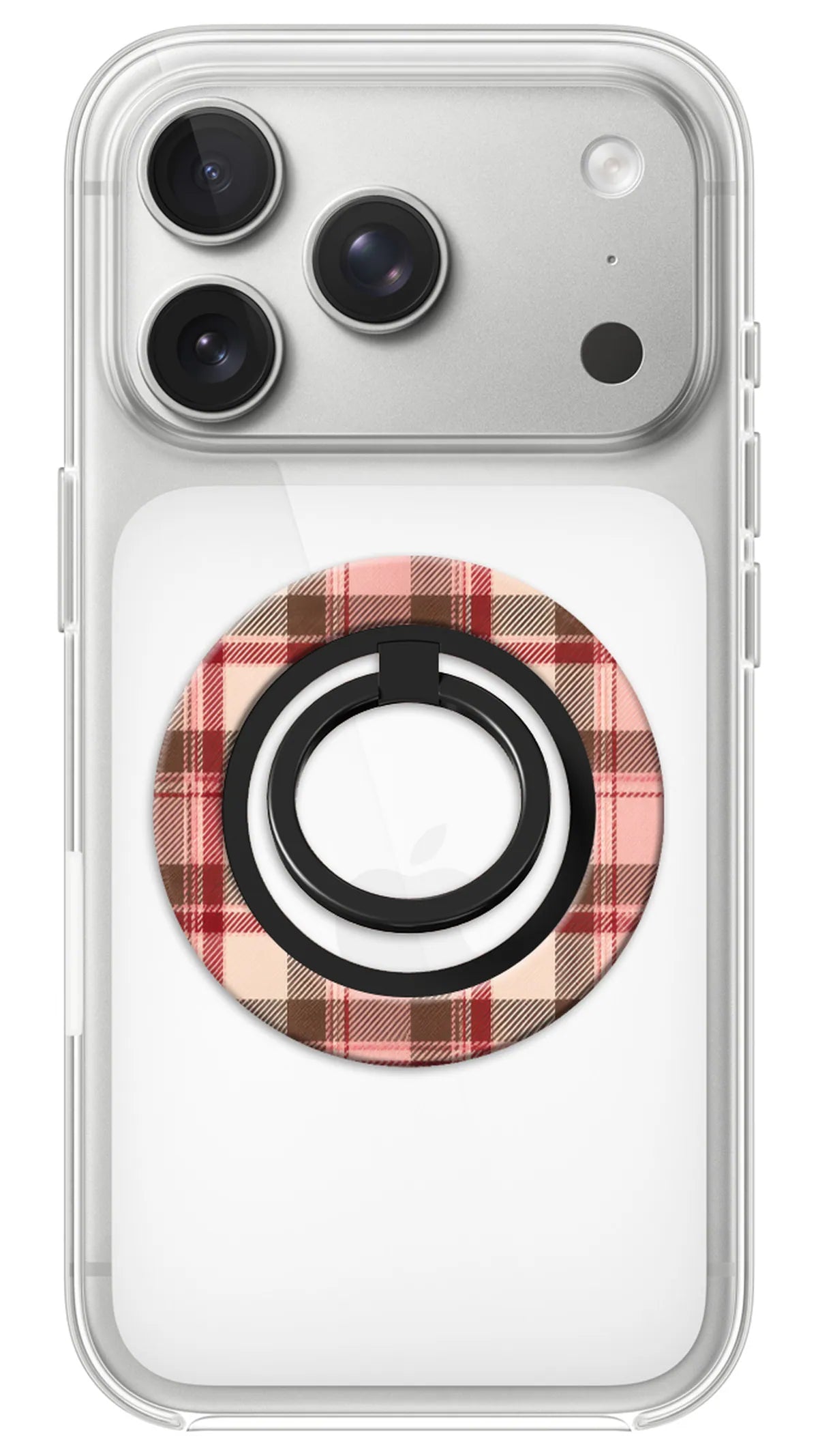 Bague Téléphone Magnétique Prestige Tartan Rose, bague magnétique fixée au dos du téléphone, pour une prise en main sûre et un support vidéo pratique
