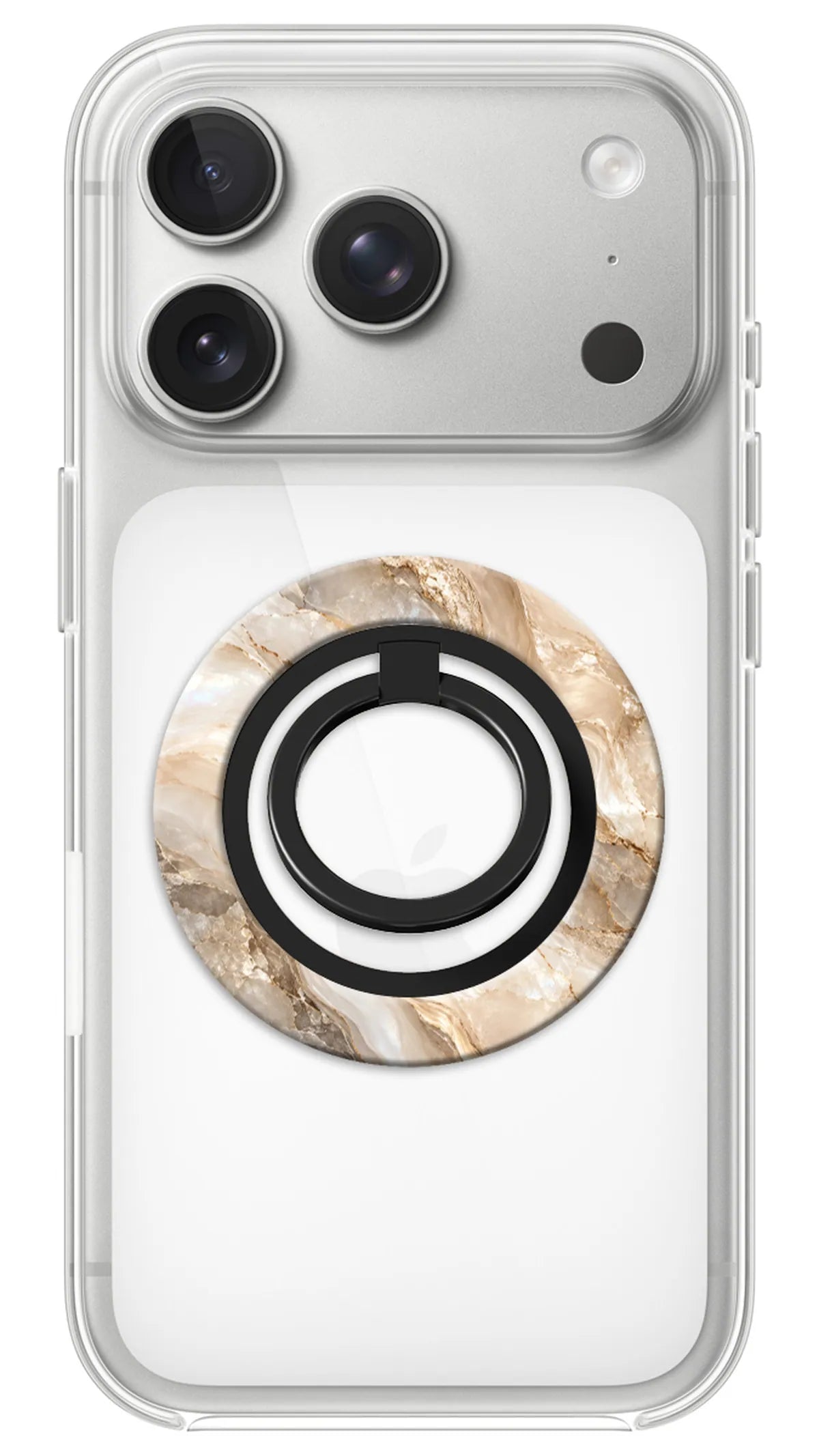 Bague Téléphone Magnétique Prestige Travertin, bague magnétique fixée au dos du téléphone, pour une prise en main sûre et un support vidéo pratique