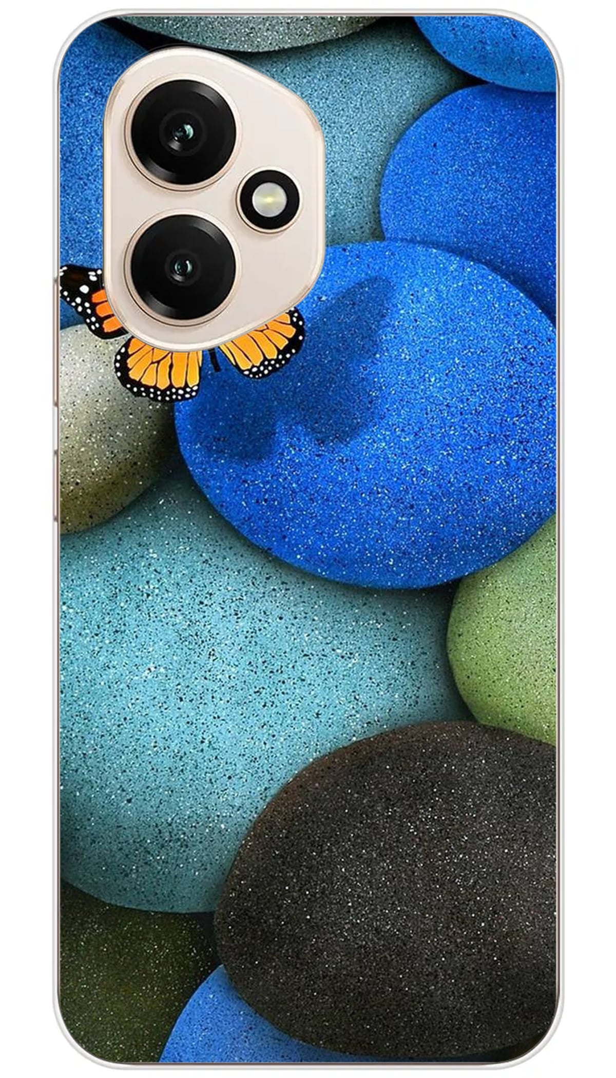 Coque Huawei Papillon galet bleu - Honor 400