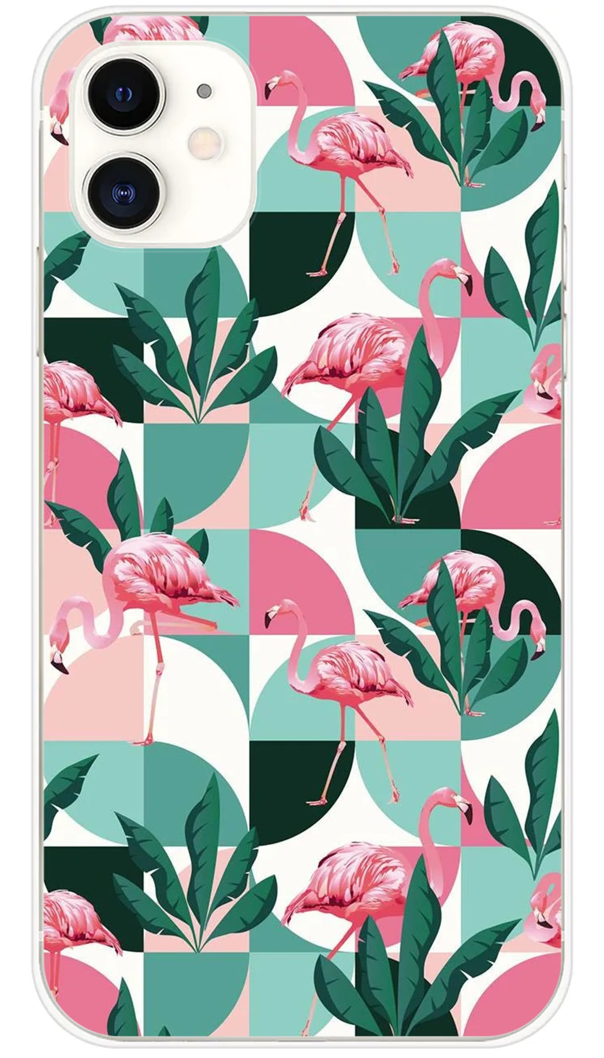 Coque iPhone Flamants Roses géométrique - iPhone 11