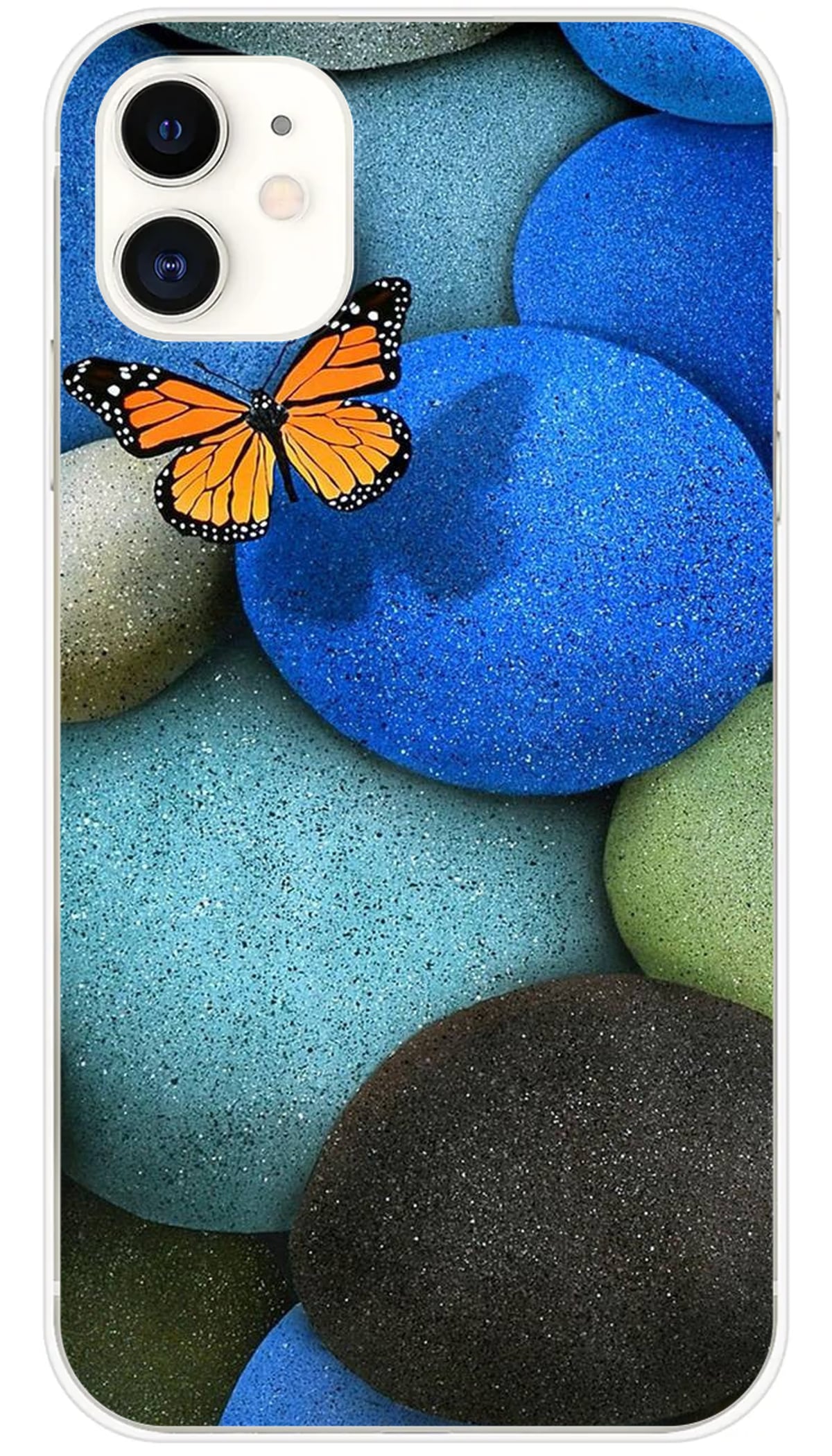 Coque iPhone Papillon galet bleu - iPhone 11
