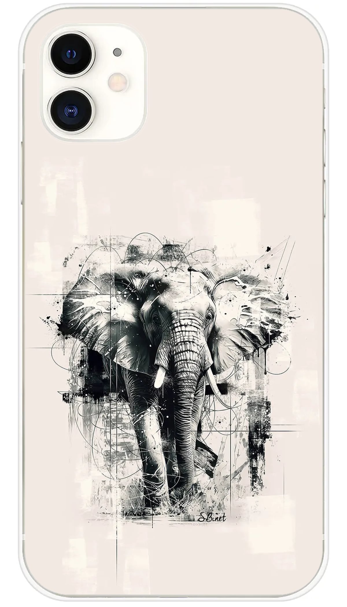 Coque iPhone SB Éléphant N&B - iPhone 11