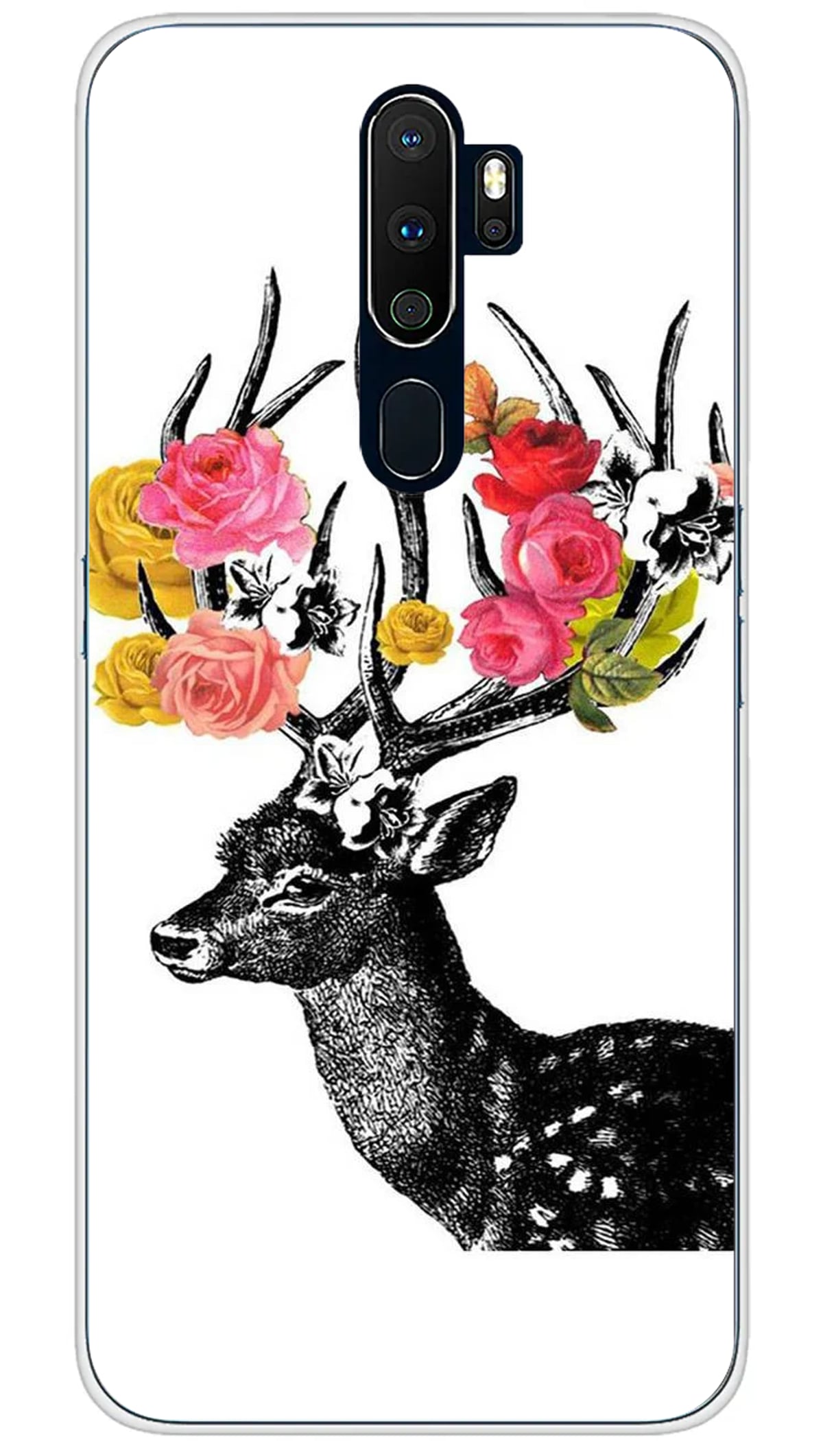 Coque Oppo Cerf fleurs - A5 2020