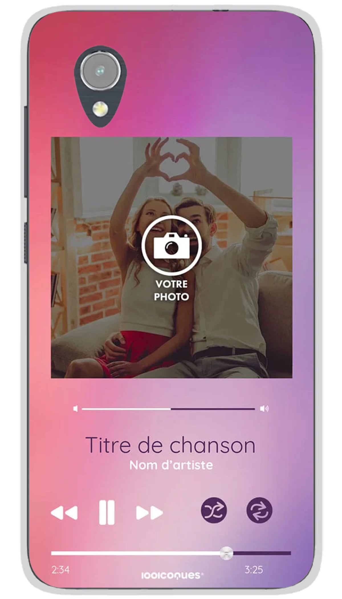 Coque personnalisée Alcatel Lecteur Musique Dégradé - 1