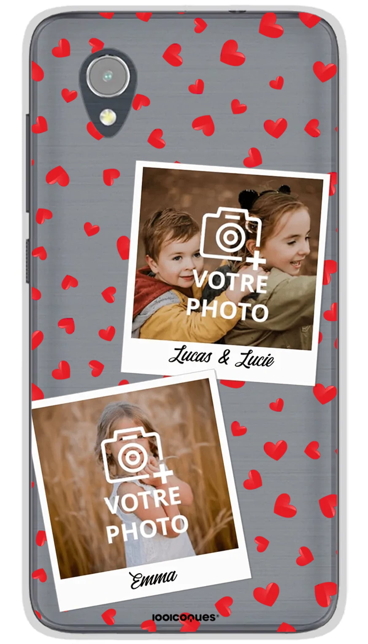 Coque personnalisée Alcatel Polaroid Coeurs - 1