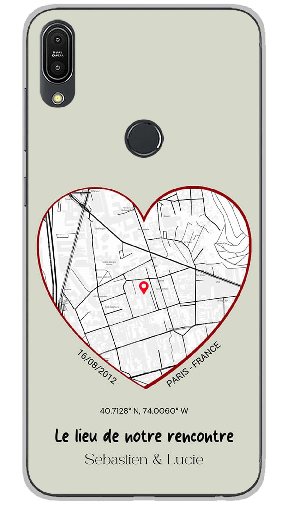 Coque personnalisée Asus Map Coeur - Zenfone Max Pro M1 ZB602KL