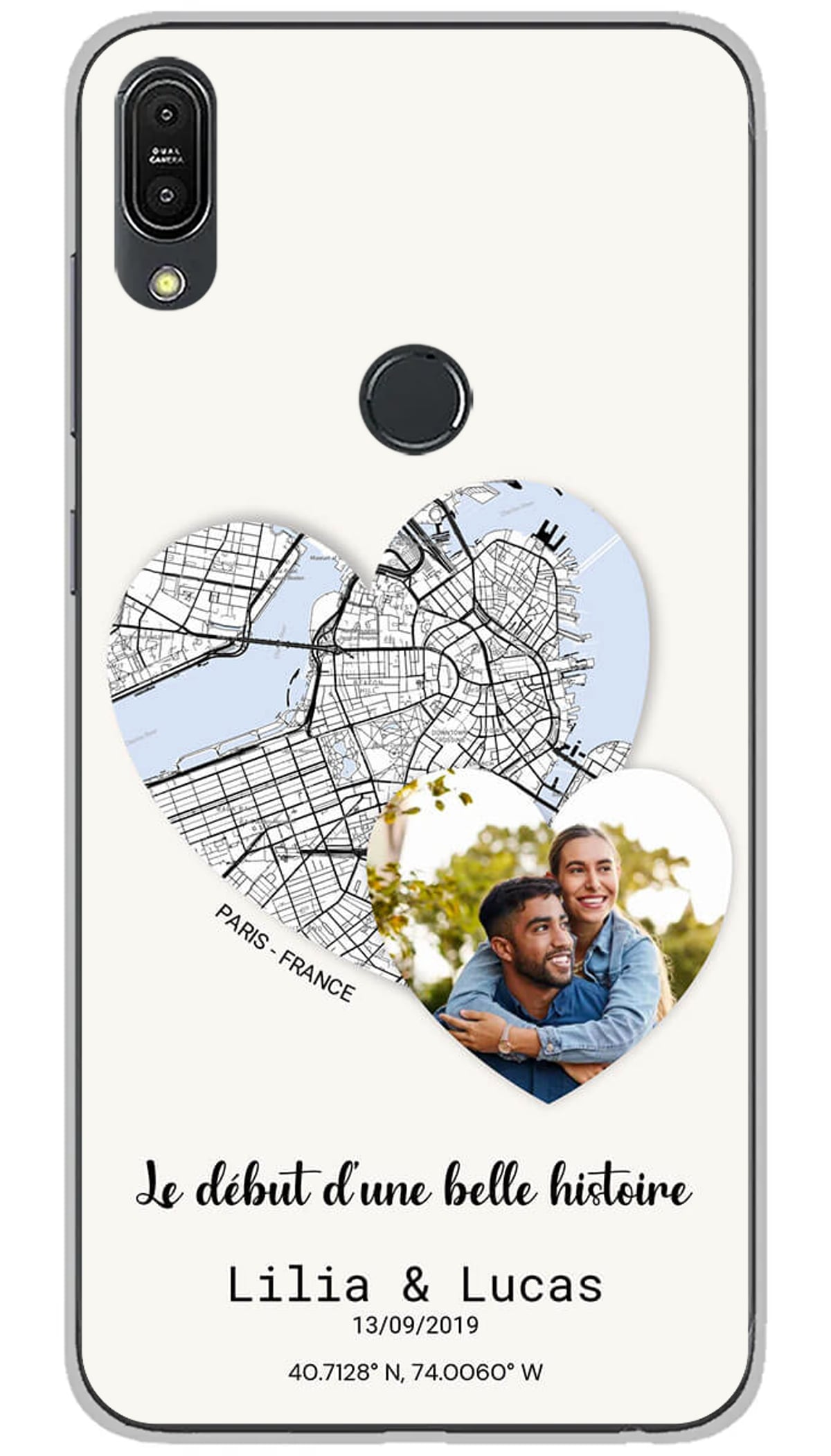 Coque personnalisée Asus Map Coeur et Photo - Zenfone Max Pro M1 ZB602KL