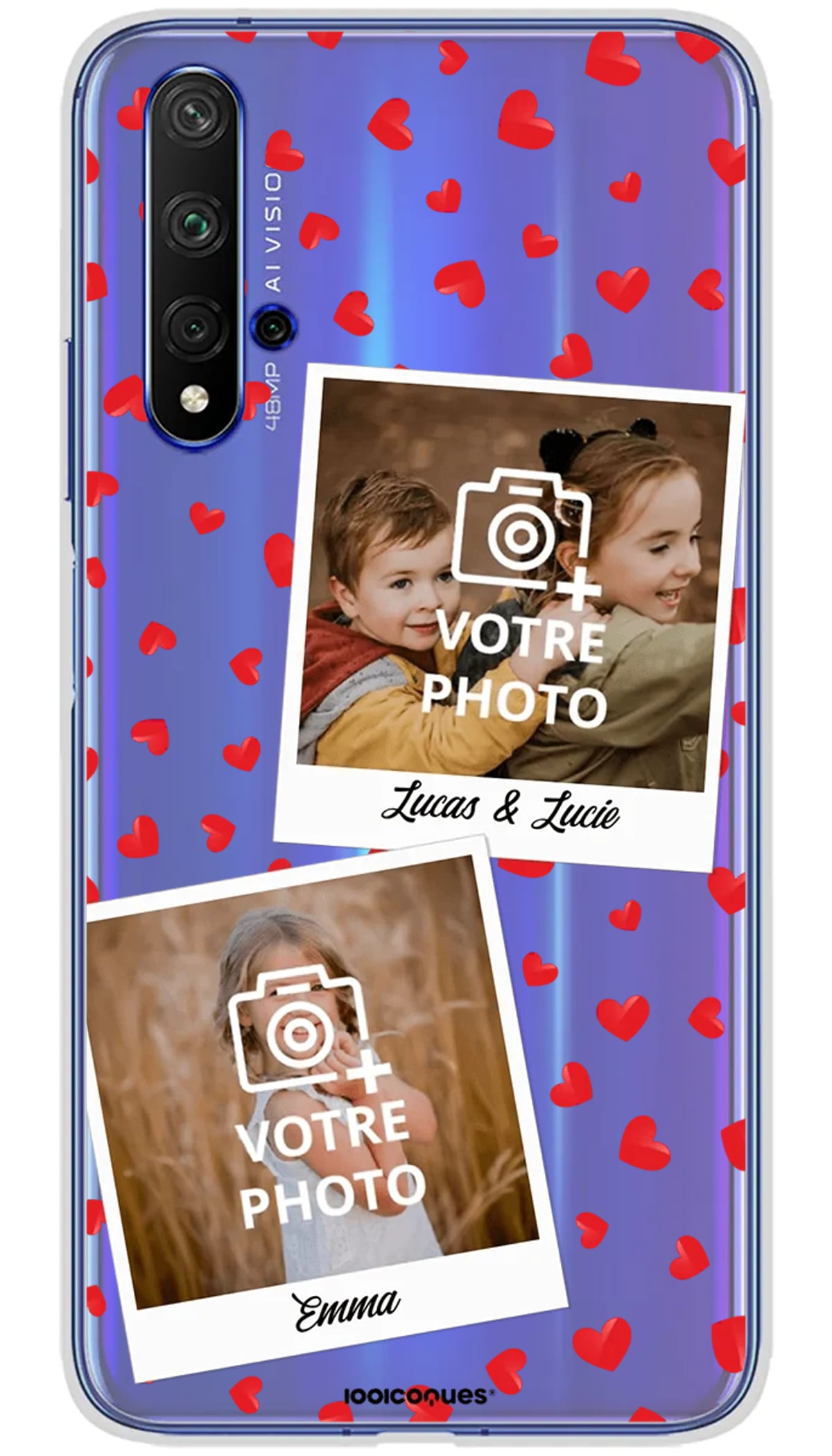 Coque personnalisée Huawei Polaroid Coeurs - Honor 20