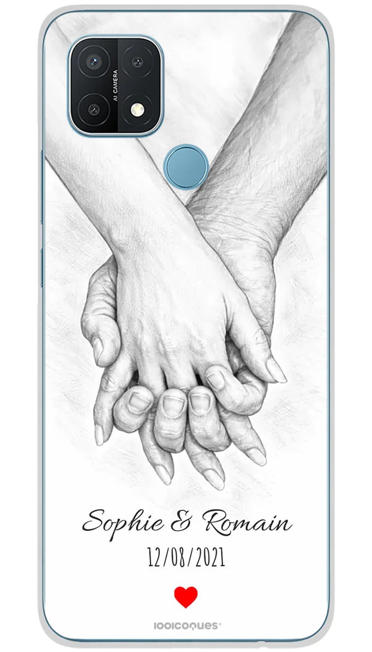 Coque personnalisée Oppo Mains Couple - A15