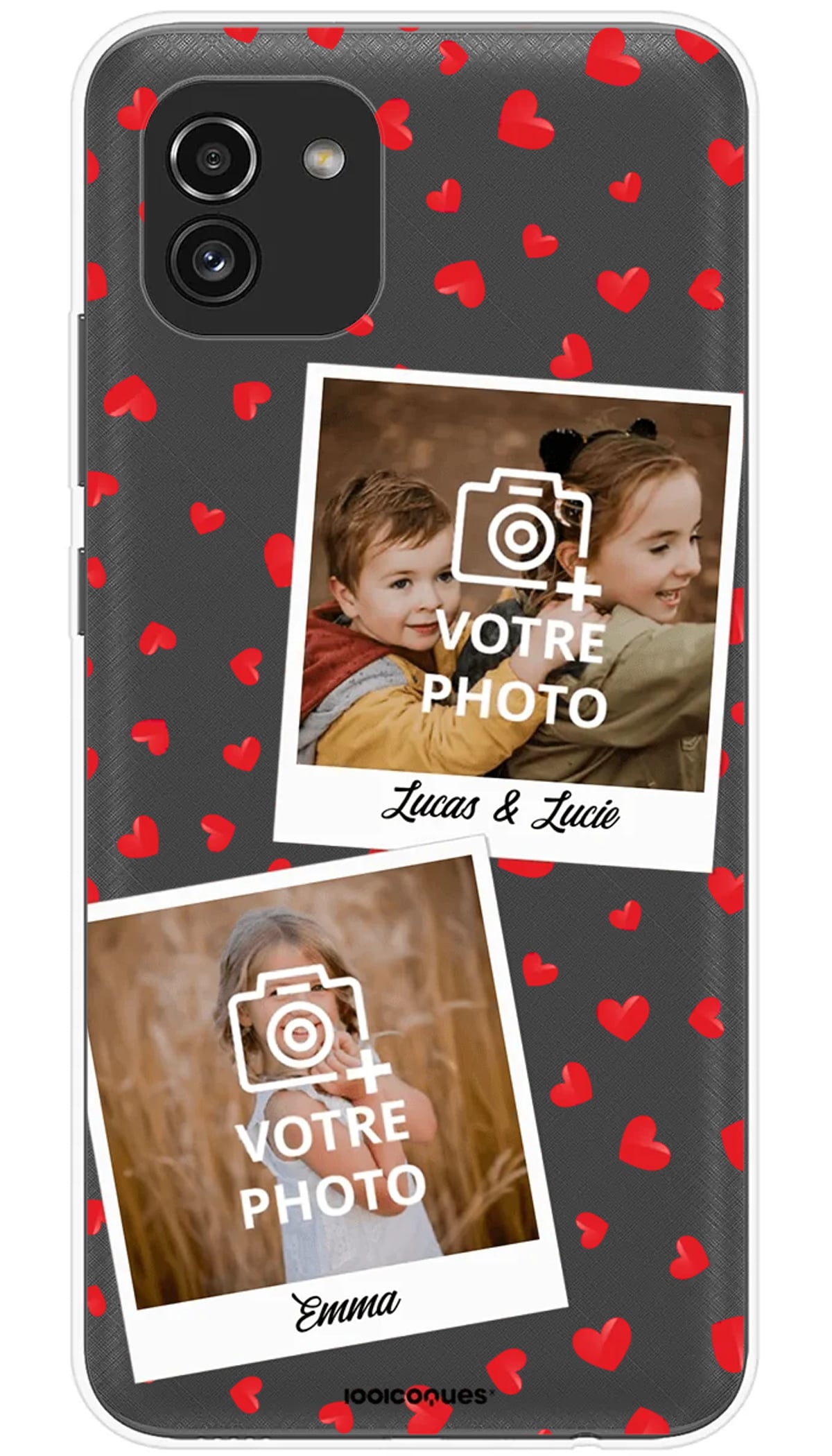 Coque personnalisée Samsung Polaroid coeurs - Galaxy A03