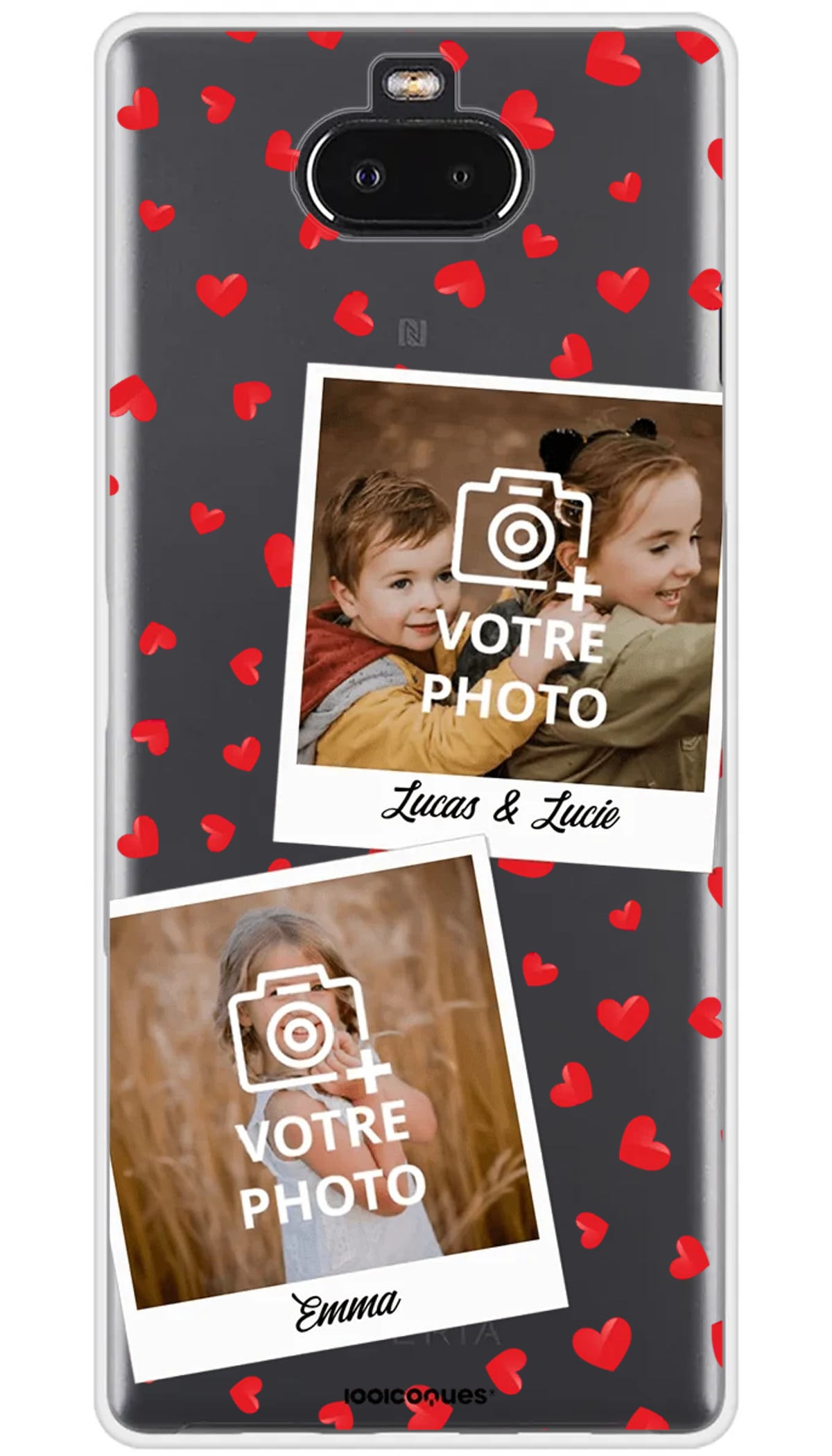 Coque personnalisée Sony Polaroid Coeurs - Xperia 10