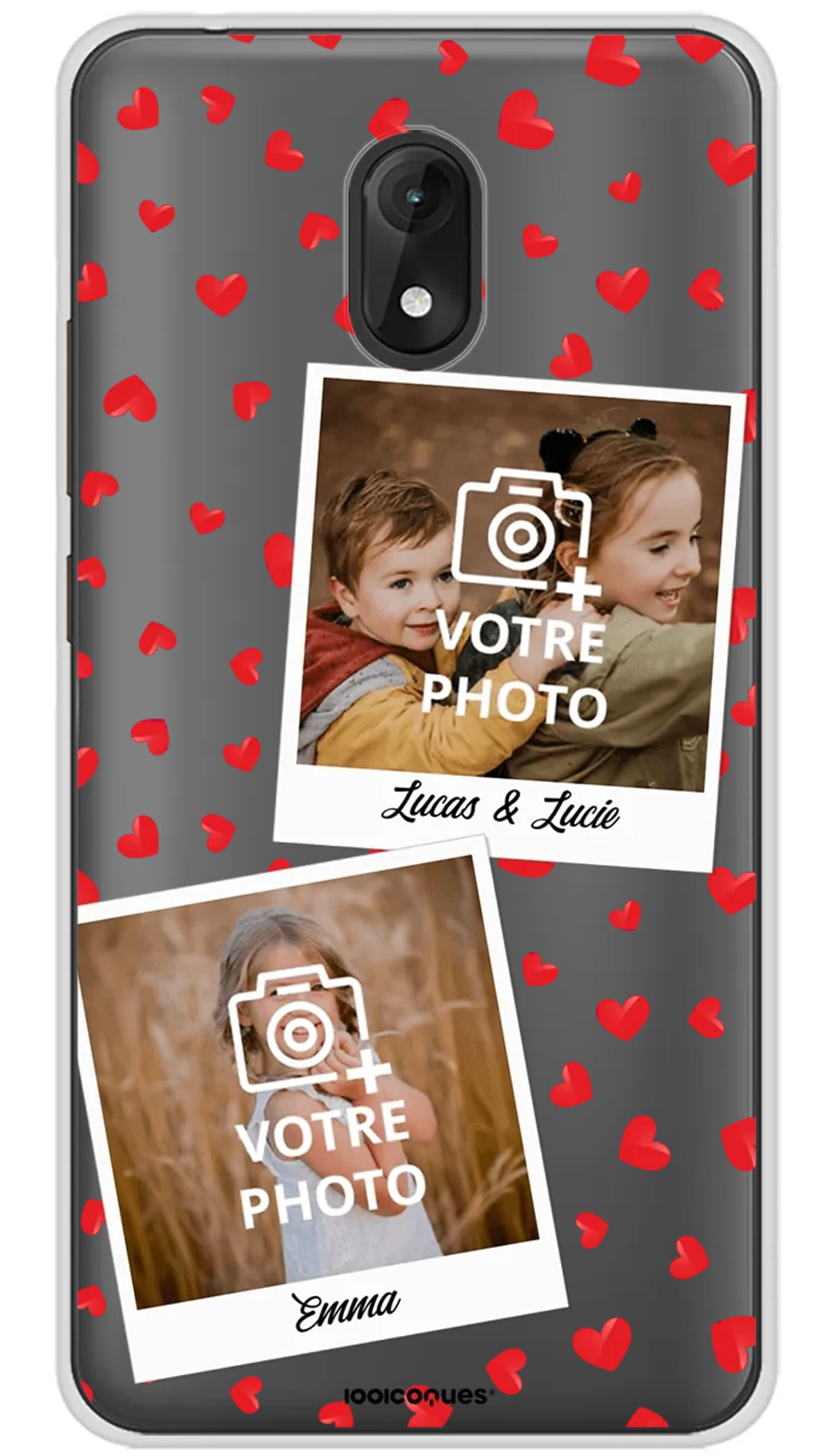 Coque personnalisée Wiko Polaroid Coeurs - Jerry 3