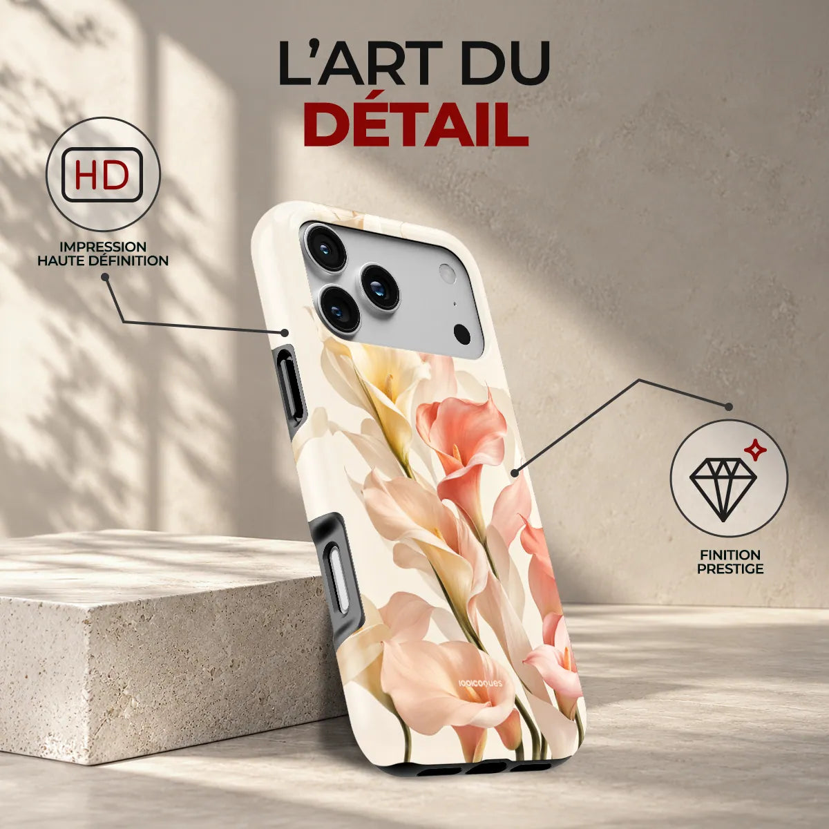 Coque Prestige Calla, l'art du détail : impression haute définition et finition prestige