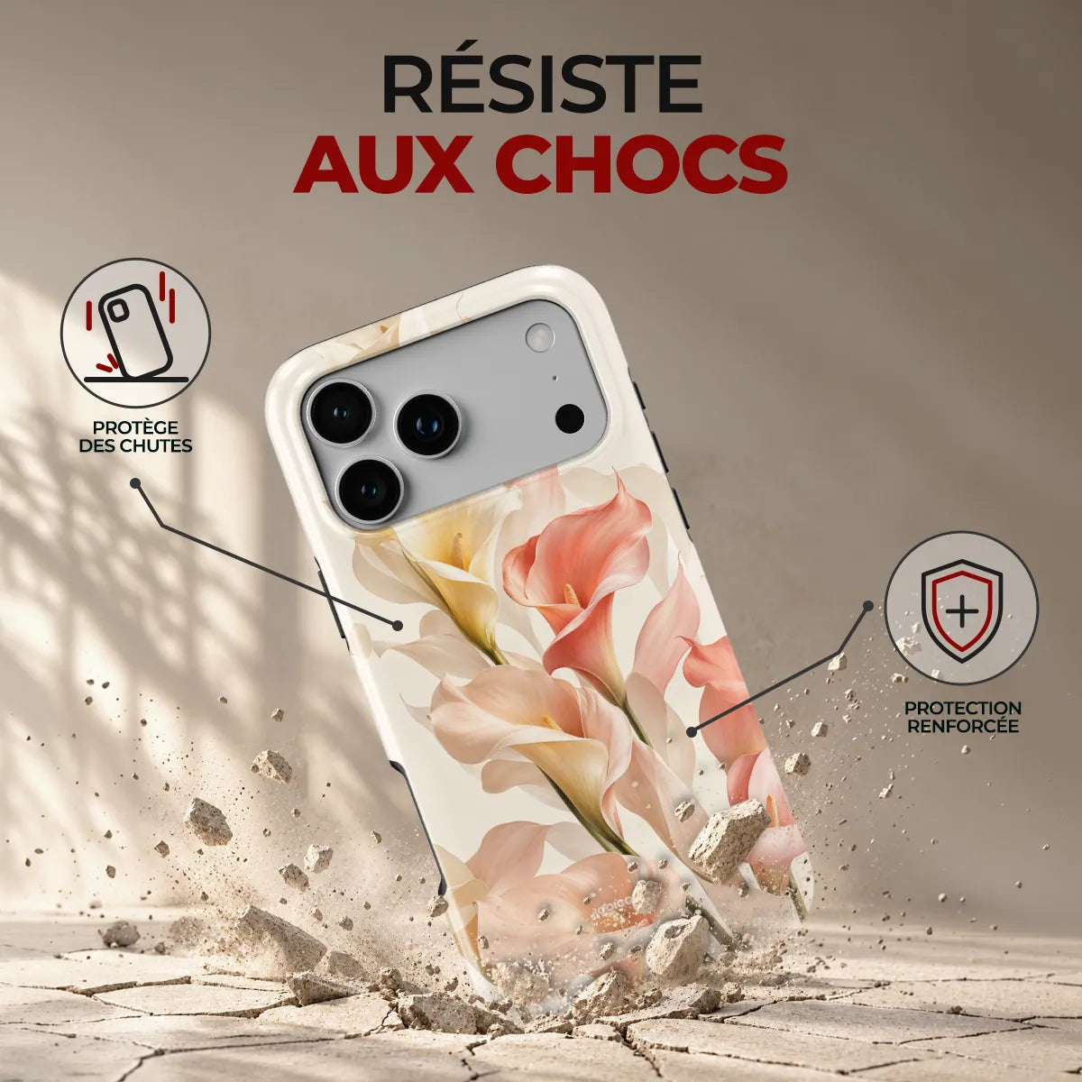 Coque Prestige Calla, résiste aux chocs : protège des chutes, protection renforcée