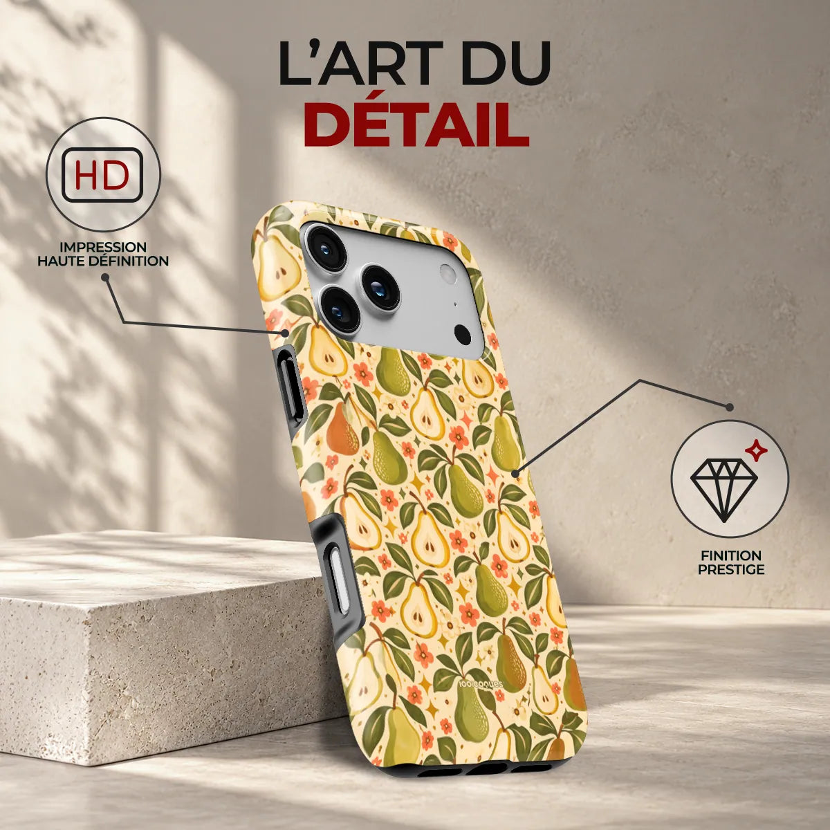 Coque Prestige Poire, l'art du détail : impression haute définition et finition prestige