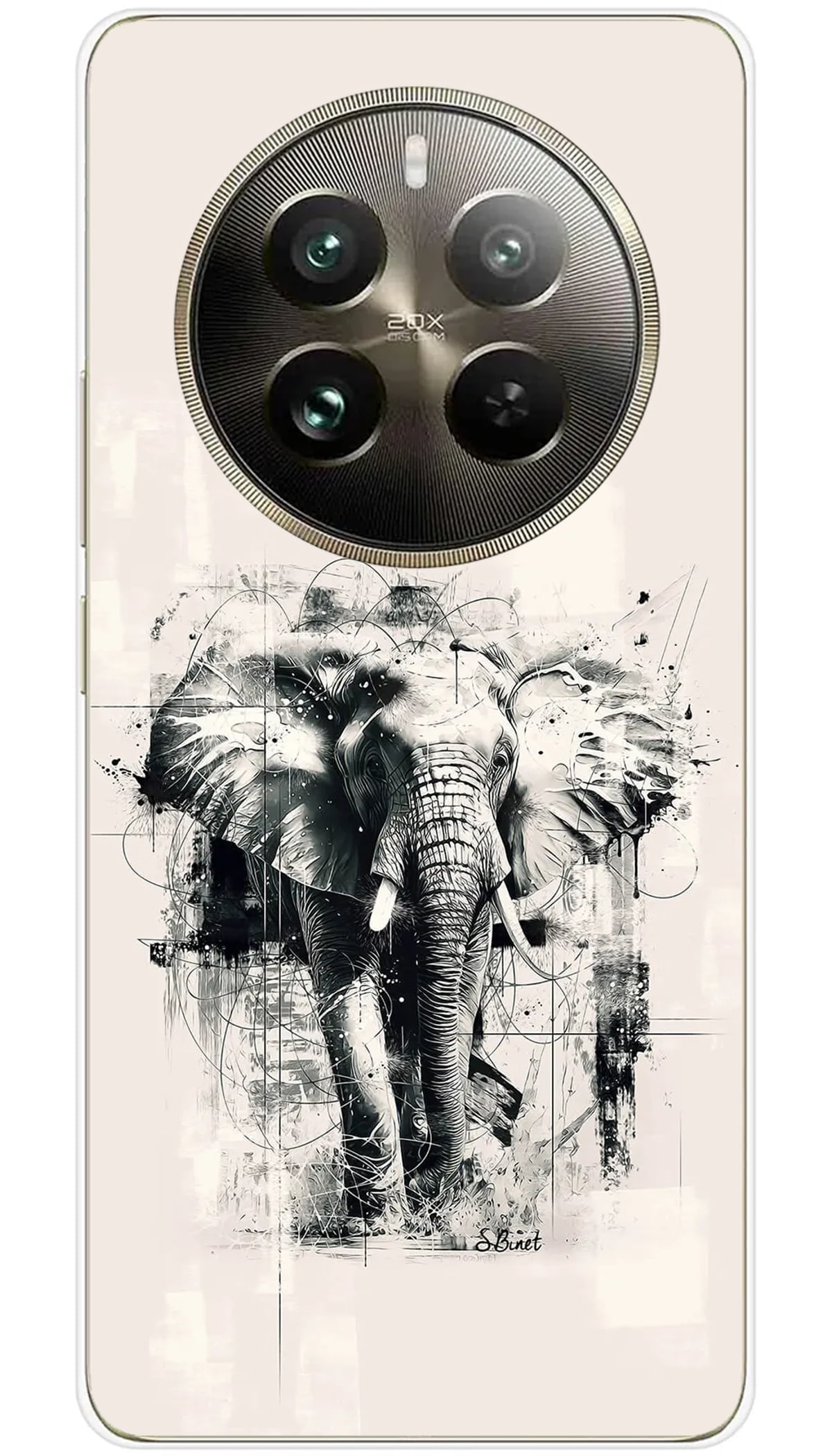 Coque Realme SB Éléphant N&B - 12 Pro 5G