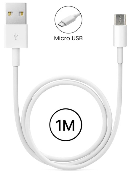 Câble Micro USB 1m 2A - Blanc