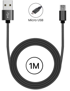Câble Micro USB en nylon 1m 2A - Noir