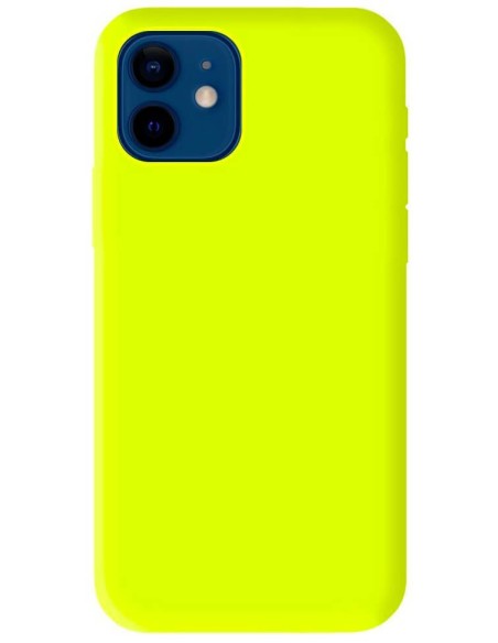 Coque en silicone Mat Jaune Fluo pour Apple iPhone 12