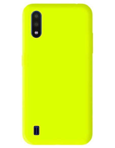 Coque en silicone Mat Jaune Fluo pour Samsung Galaxy A01