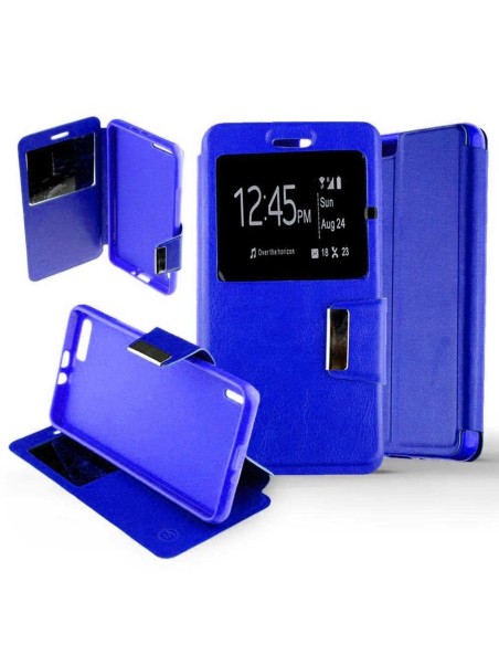 Etui folio en Simili cuir Bleu pour Huawei Honor 6 Plus