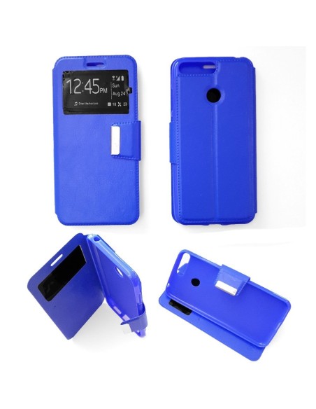 Etui folio en Simili cuir Bleu pour Huawei Honor 7A